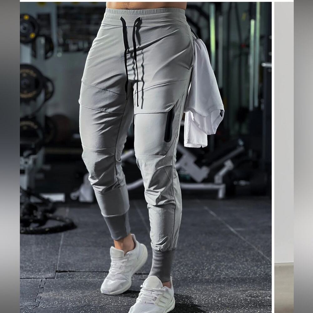 AHA Stay Cool High Rib Cargo Jogger Athletic Stretch Pants Grey size XL